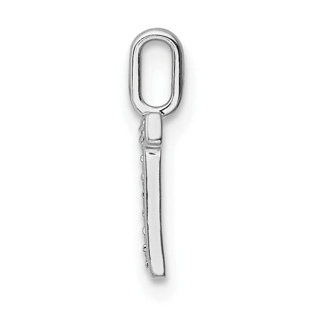14K White Gold Diamond Letter T Initial Pendant