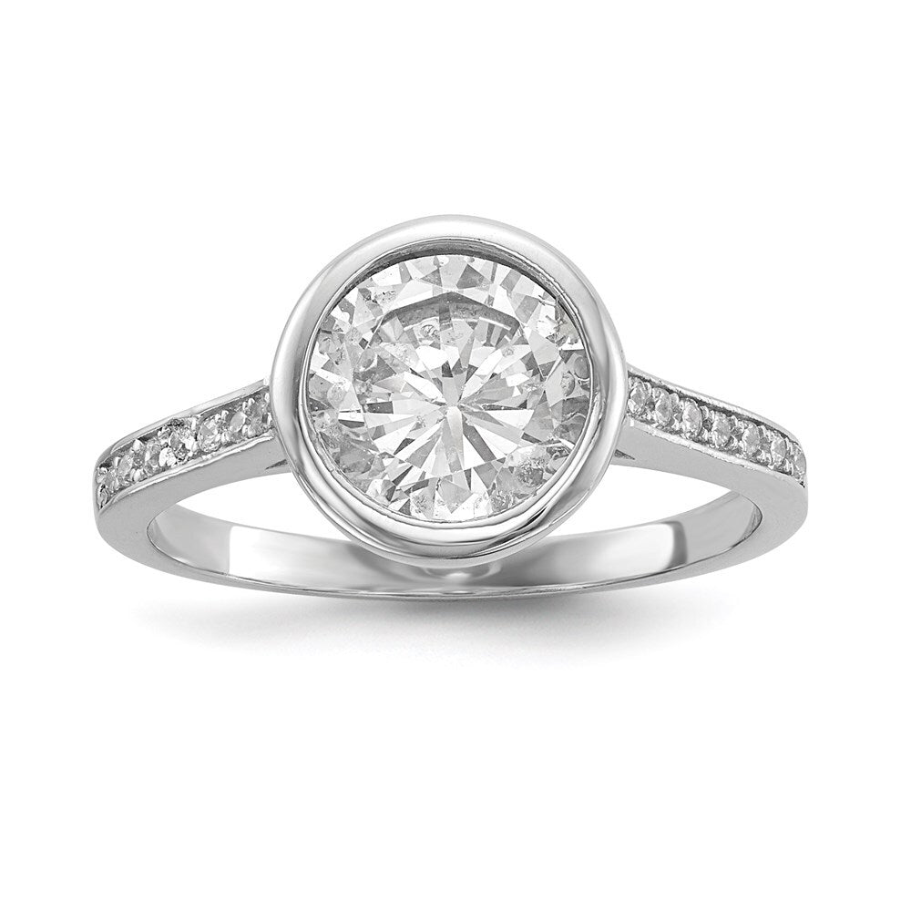 Sterling Silver Rhodium-plated Cubic Zirconia 3-Ring Set Size 8