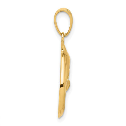 14k Yellow Gold Polished Cut Out Dolphin Pendant