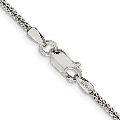 Sterling Silver 2mm Diamond-cut Round Franco Chain Necklace