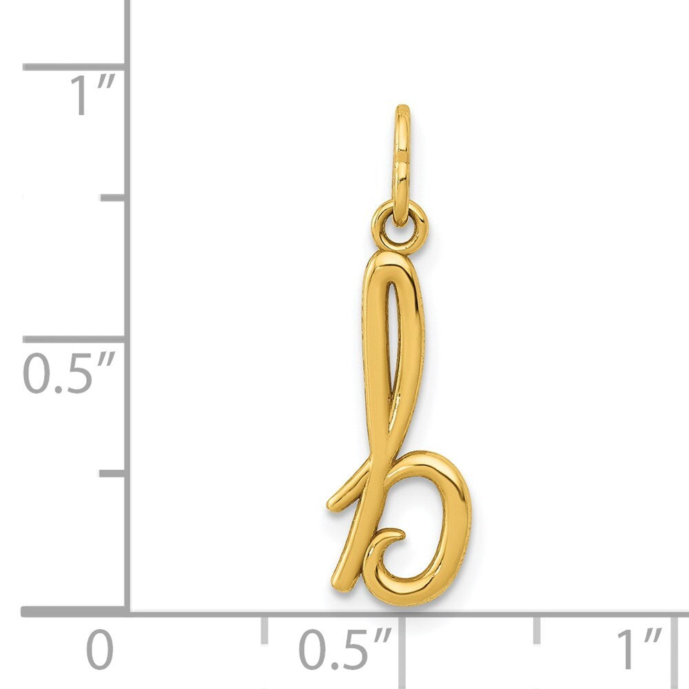 14k Yellow Gold Letter B Initial Charm Pendant for Women