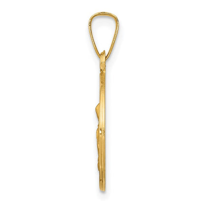 14k Yellow Gold Polished and Satin St. Anne Medal Hollow Pendant for Women