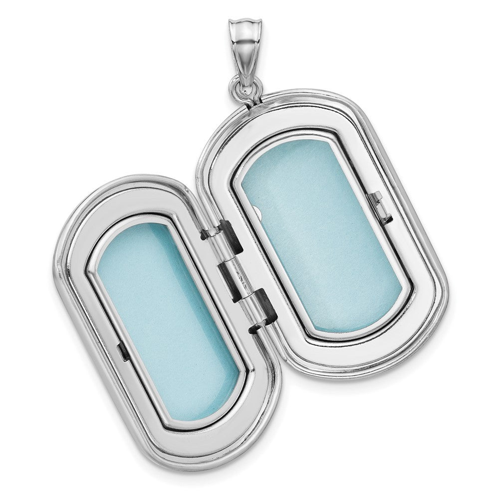 Sterling Silver Rh-plated Satin Polished Epoxy Flag 30x19mm Locket