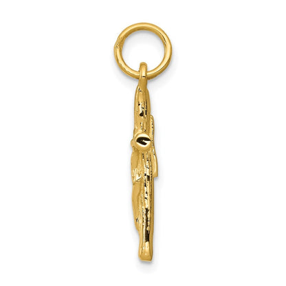 14k Yellow Gold Crucifix Charm Pendant for Women