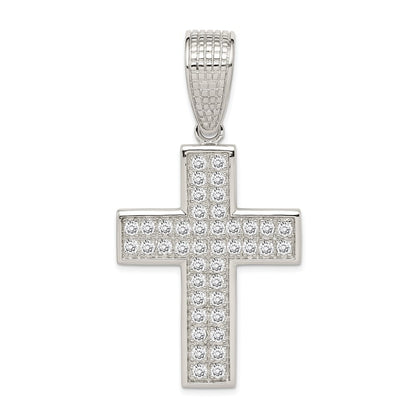 Sterling Silver Rhodium-plated Cubic Zirconia Cross Pendant