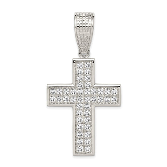 Sterling Silver Rhodium-plated Cubic Zirconia Cross Pendant