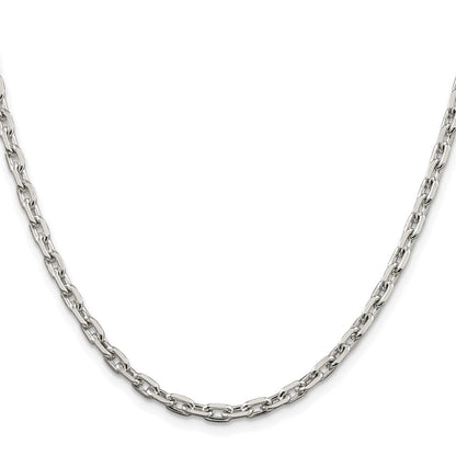 Sterling Silver Rhodium-plated 3.95mm Beveled Oval Cable Chain Necklace