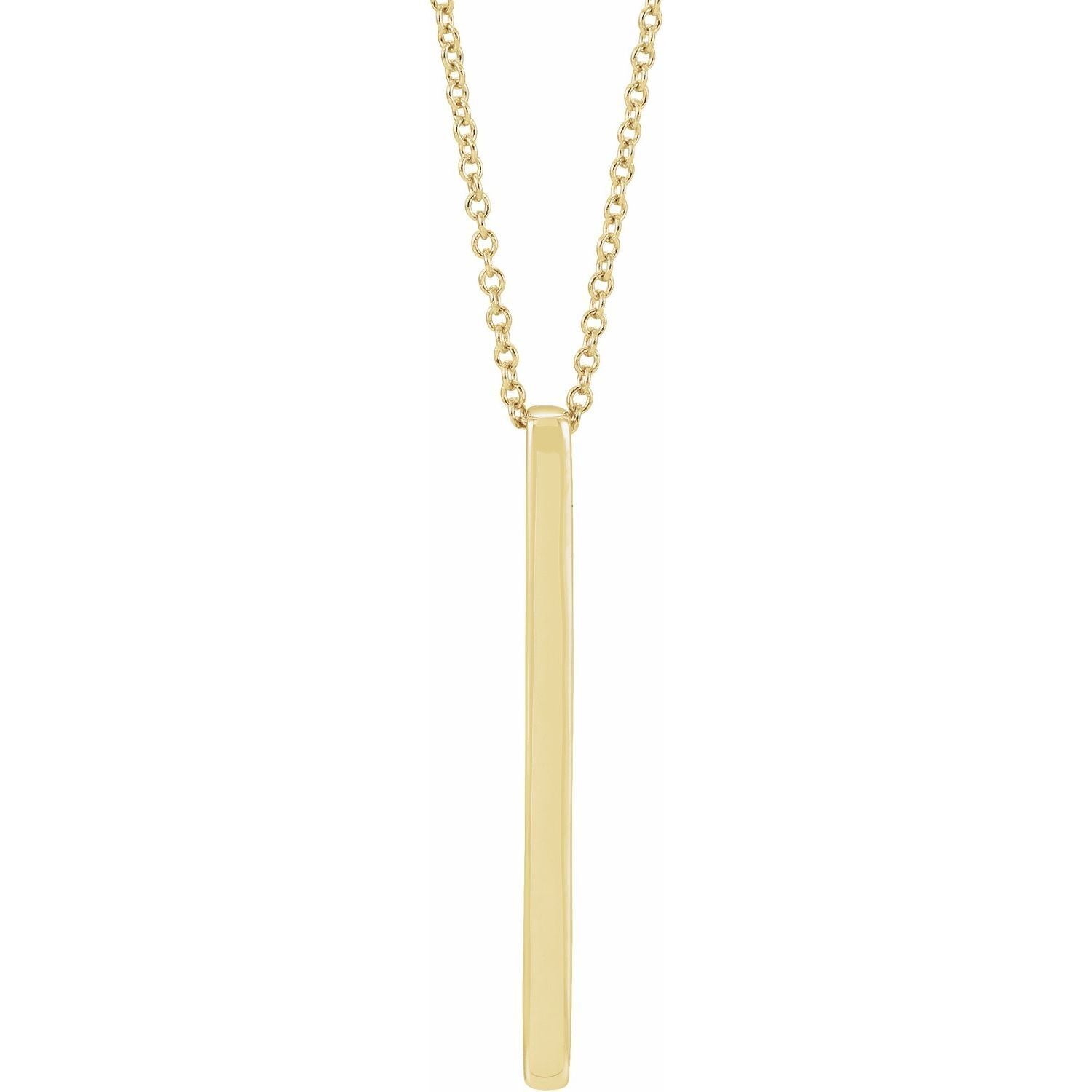 14k Yellow Gold Bar 24" Necklace Fine Gift Gift for Women