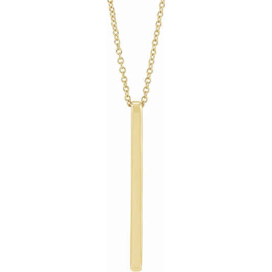 14k Yellow Gold Bar 24" Necklace Fine Gift Gift for Women