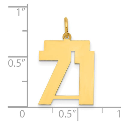 14k Yellow Gold Medium Polished Number 71 Charm Pendant for Women