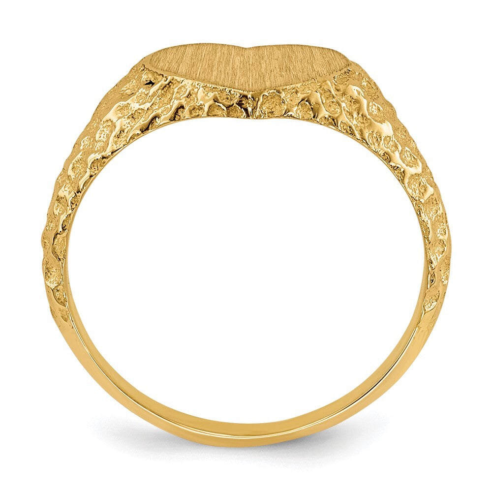 14K Yellow Gold 7.5x8.0mm Open Back Heart Signet Ring