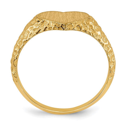 14K Yellow Gold 7.5x8.0mm Open Back Heart Signet Ring