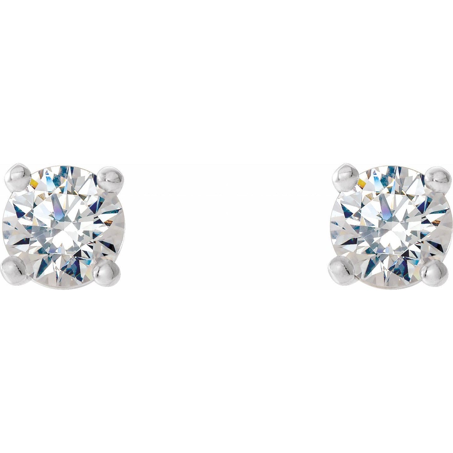 Gift for Mothers 14k White Gold 1/5 CTW Lab-Grown Diamond 4-Prong Stud Earrings