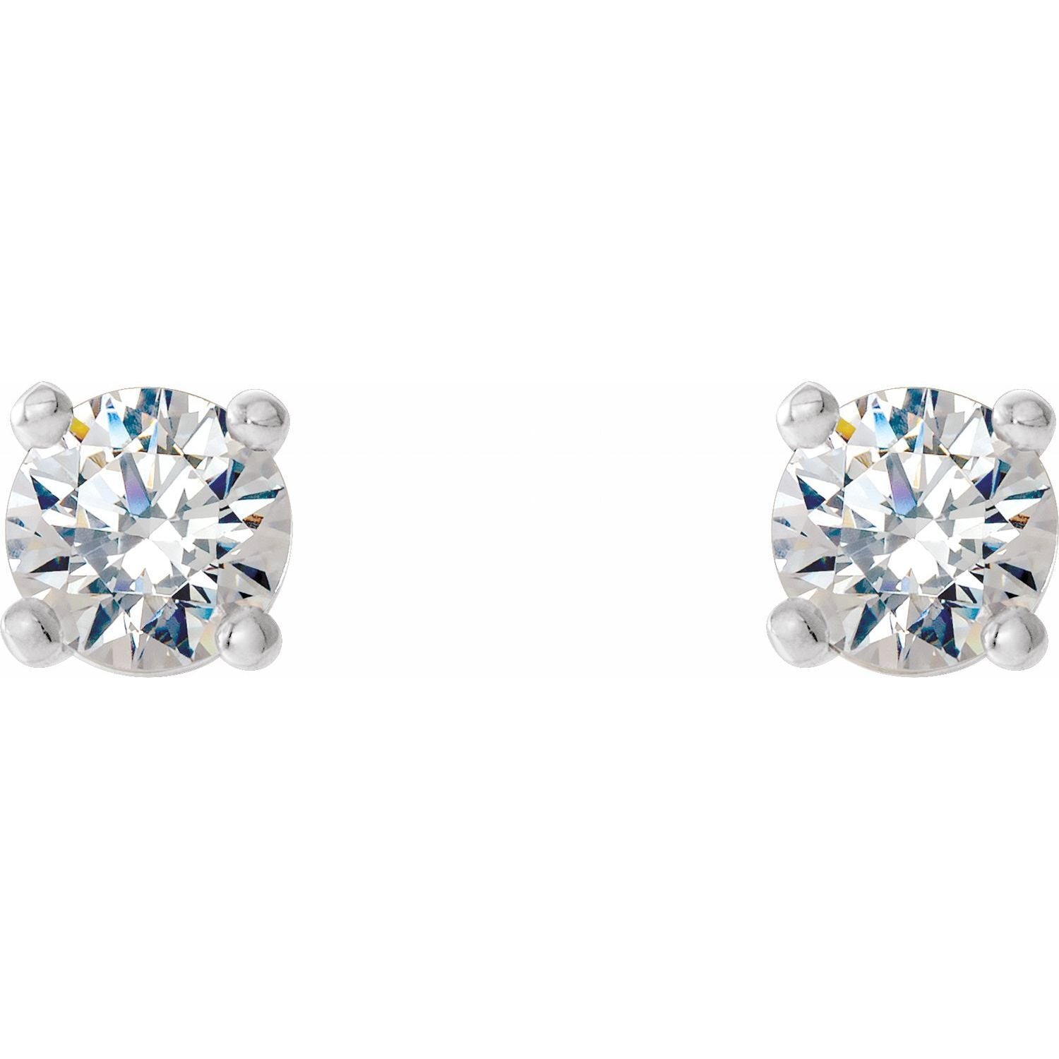 Gift for Mothers 14k White Gold 1/5 CTW Lab-Grown Diamond 4-Prong Stud Earrings