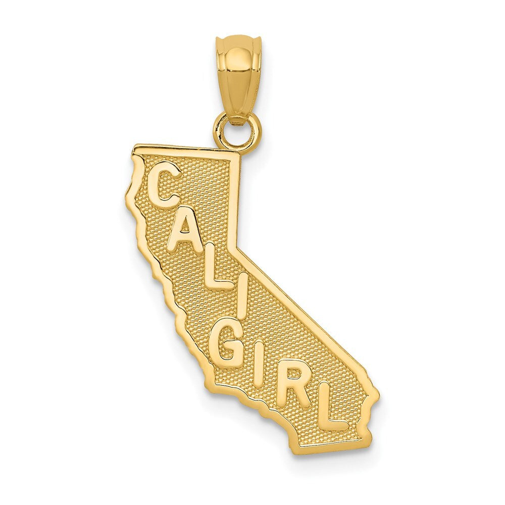 14k Yellow Gold CALI GIRL State Map Pendant for Women