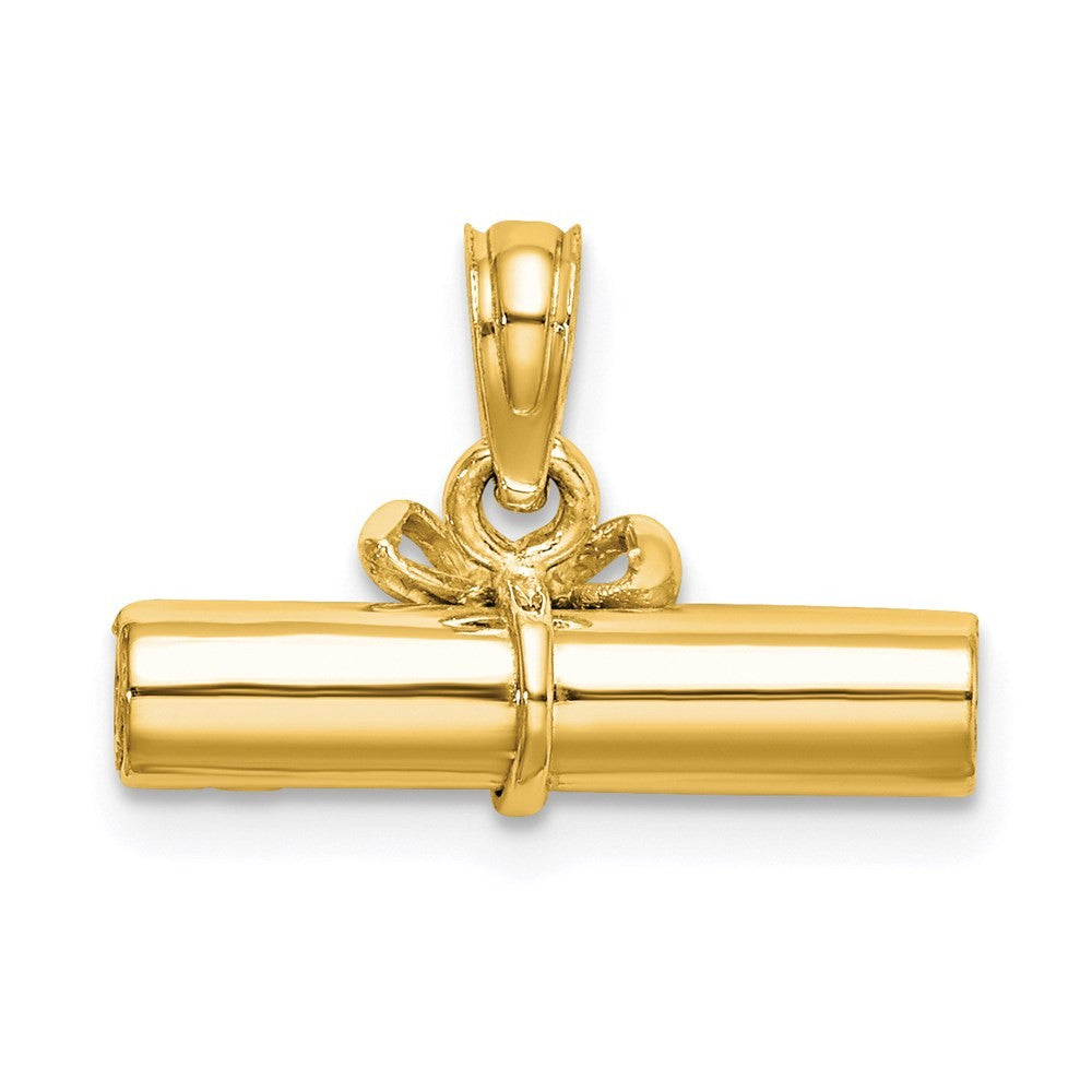 14k Yellow Gold 3-D Hollow Polished DIPLOMA Pendant