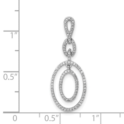 Sterling Silver Rhodium Diamond Oval Pendant