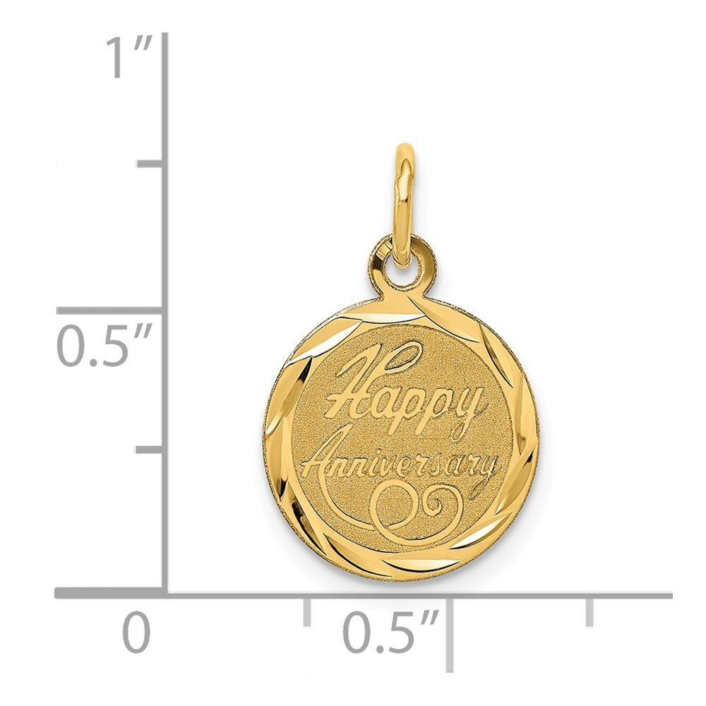 14k Yellow Gold HAPPY ANNIVERSARY Charm Pendant for Women
