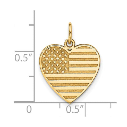 14k Yellow Gold Flag Heart Charm Pendant for Women