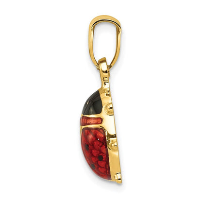 14k Yellow Gold Enameled Ladybug Charm Pendant for Women