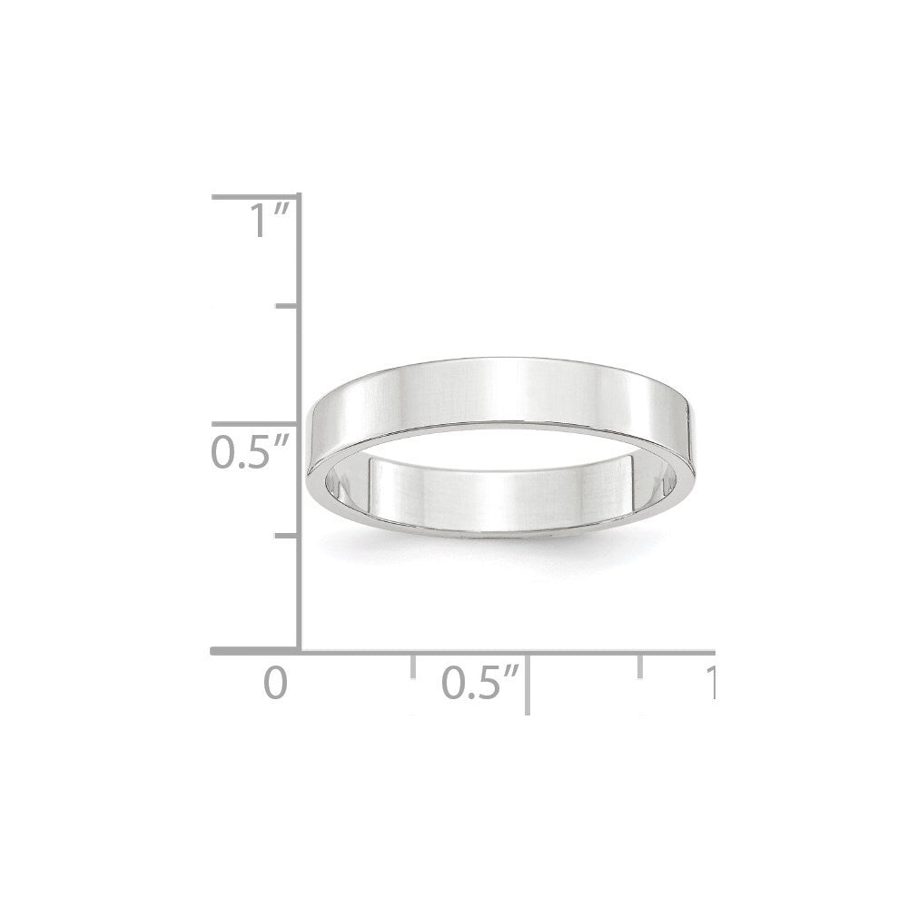 14k White Gold 4mm Lightweight Flat Wedding Band Size 9