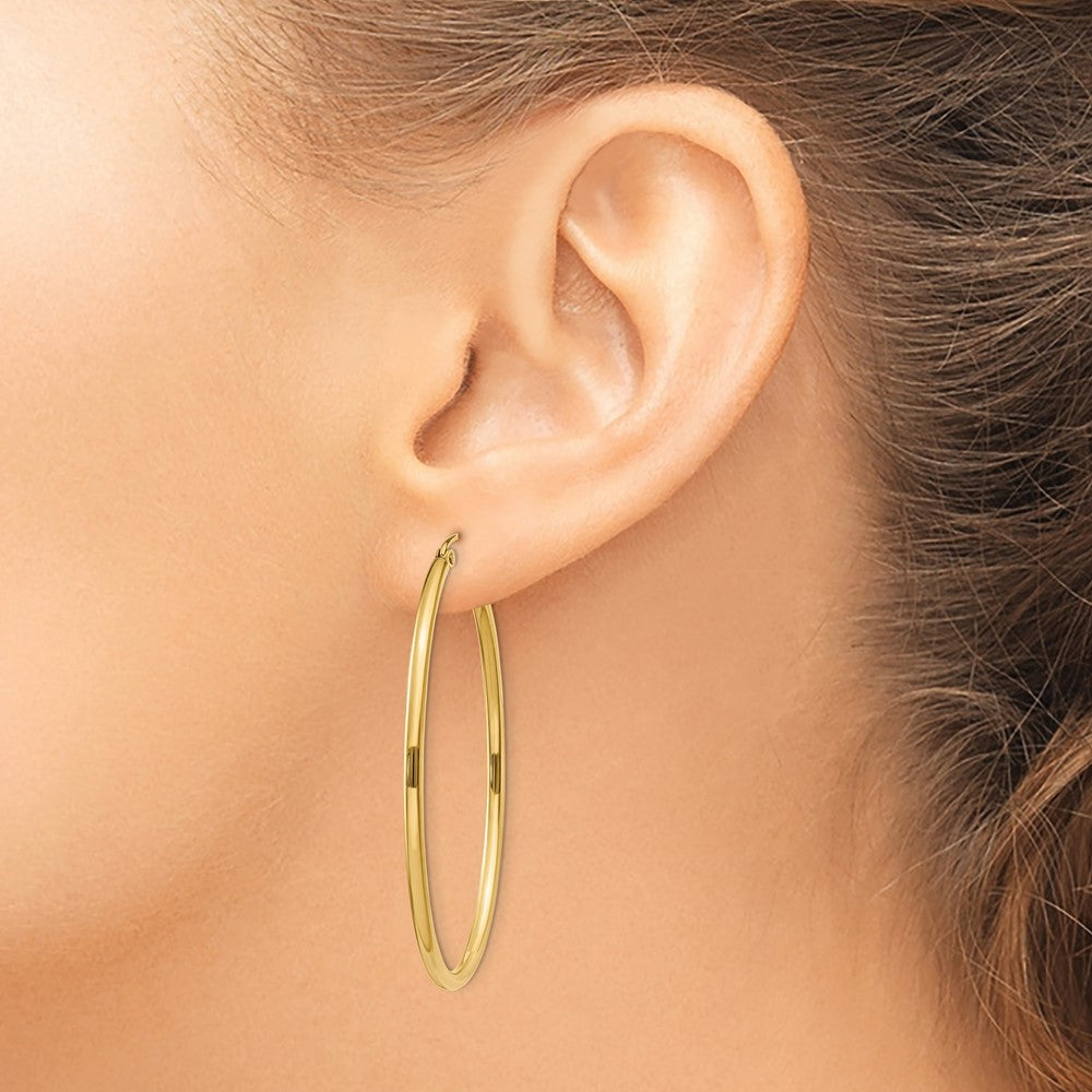 14k Yellow Gold Oval Polished Hoop Earring