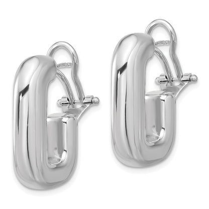 Sterling Silver RH-plated Polished J-Hoop Omega Back Earrings