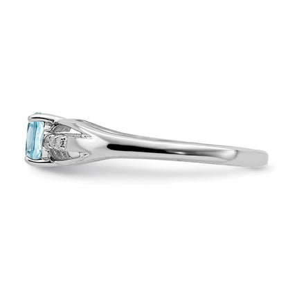 Sterling Silver Rhod-plated Diamond Light Swiss Blue Topaz Ring Size 7