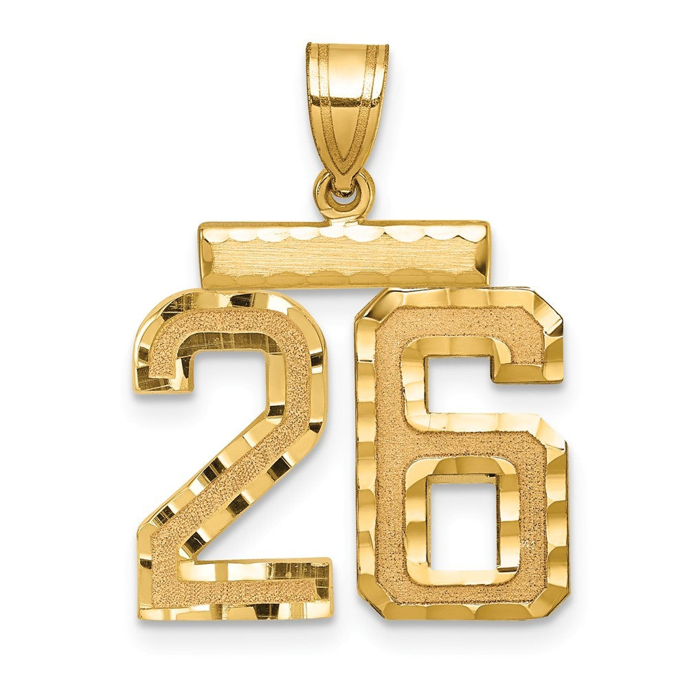 14k Yellow Gold Medium Diamond-cut Number 26 Charm Pendant