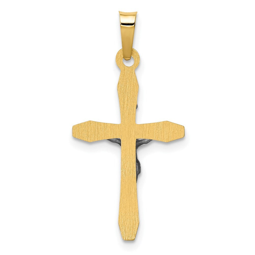 14k Two-tone Gold Polished INRI Crucifix Pendant for Women