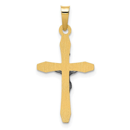 14k Two-tone Gold Polished INRI Crucifix Pendant for Women