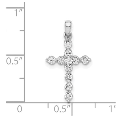 14k White Gold Diamond Cross Pendant