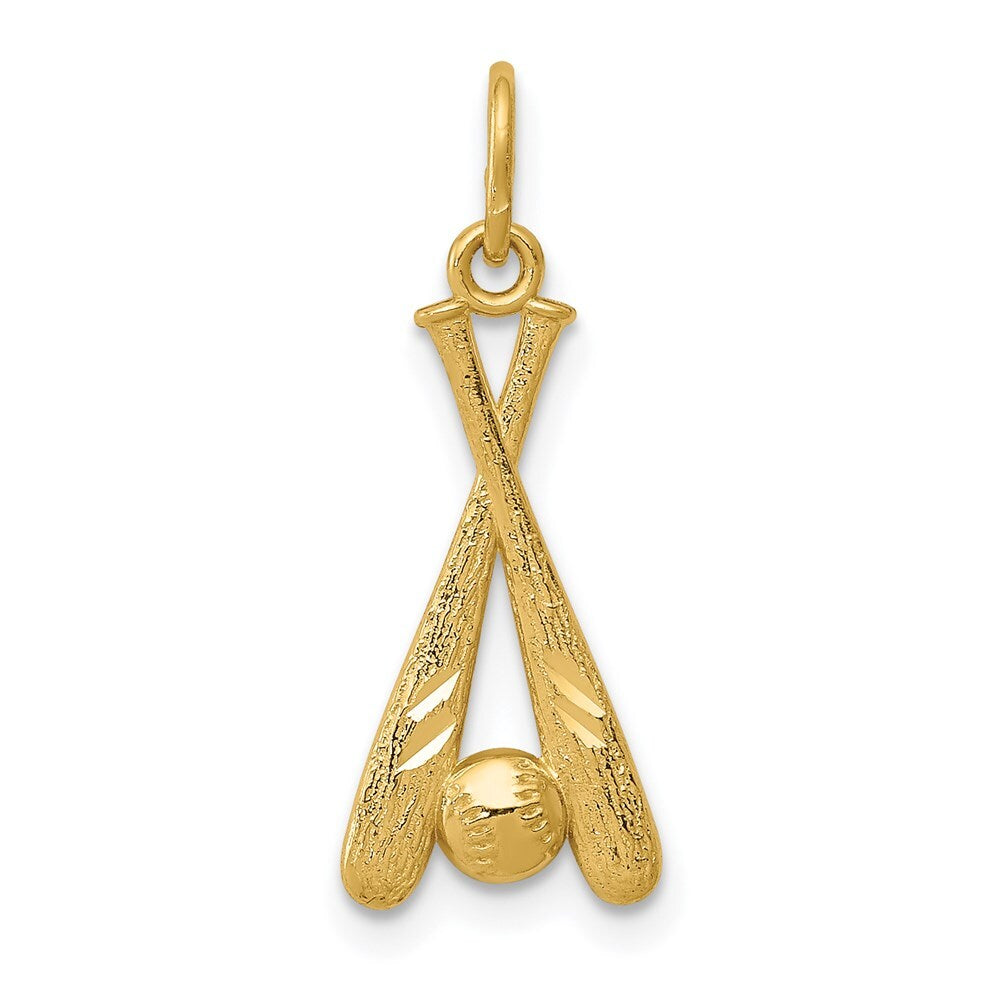 14k Yellow Gold Baseball Bats and Ball Pendant for Women