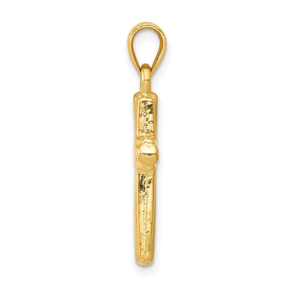 14k Yellow Gold w Rhodium Cross Pendant