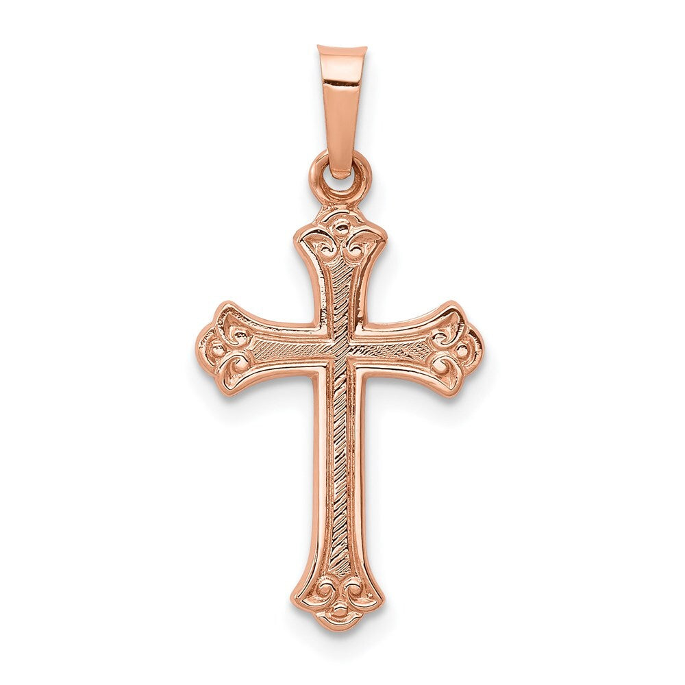 14k Rose Gold Cross Pendant for Women