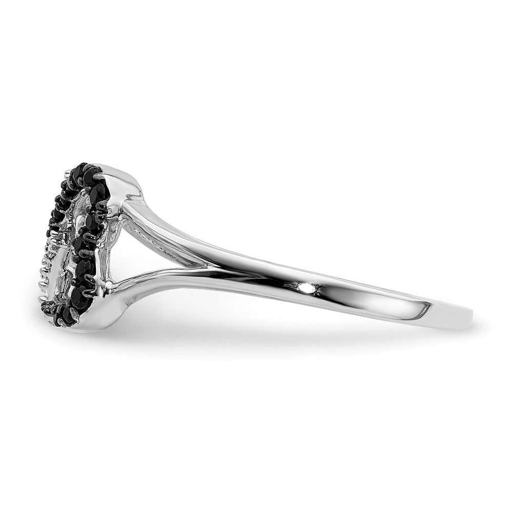 14k White Gold Black and White Diamond Infinity Heart Ring Size 7