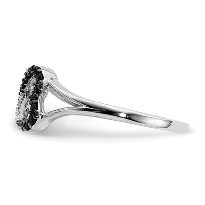 14k White Gold Black and White Diamond Infinity Heart Ring Size 7