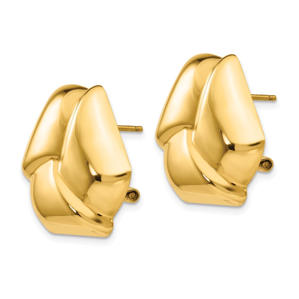 14k Yellow Gold Polished Knot Omega Back Stud Earrings