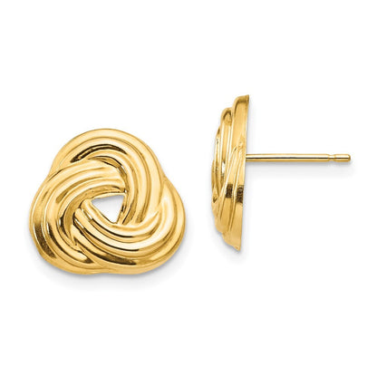14k Yellow Gold Love Knot Stud Earrings Gift for Women