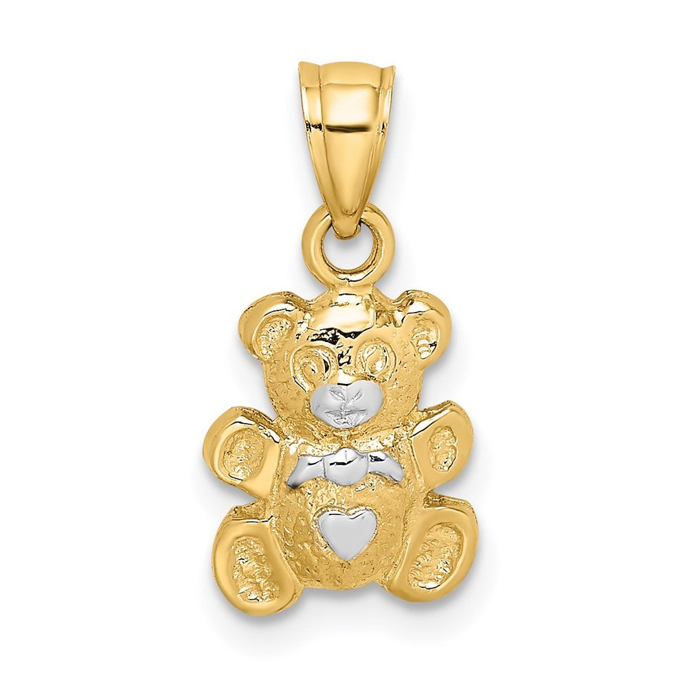 14k Yellow Gold and White Rhodium Teddy Bear Charm