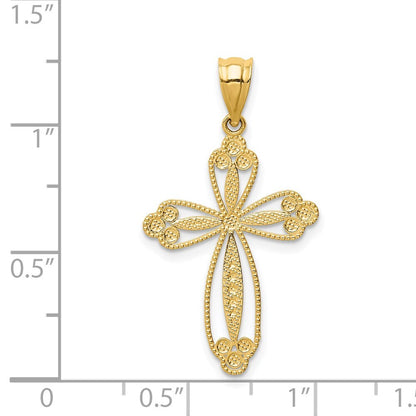 14k Yellow Gold Budded Cross Pendant