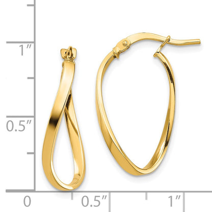 14k Yellow Gold Polished 2mm Wavy Hoop Earrings Gift for Women