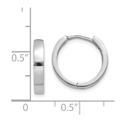 14k White Gold Round Hinged Hoop Earrings Gift for Women