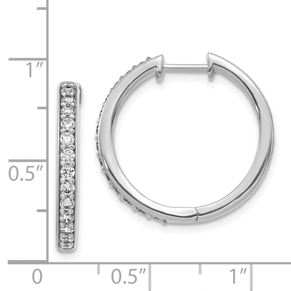 14k White Gold Diamond Hinged Hoop Earrings