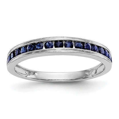 14k White Gold Blue Sapphire Complete Channel Band Size 7