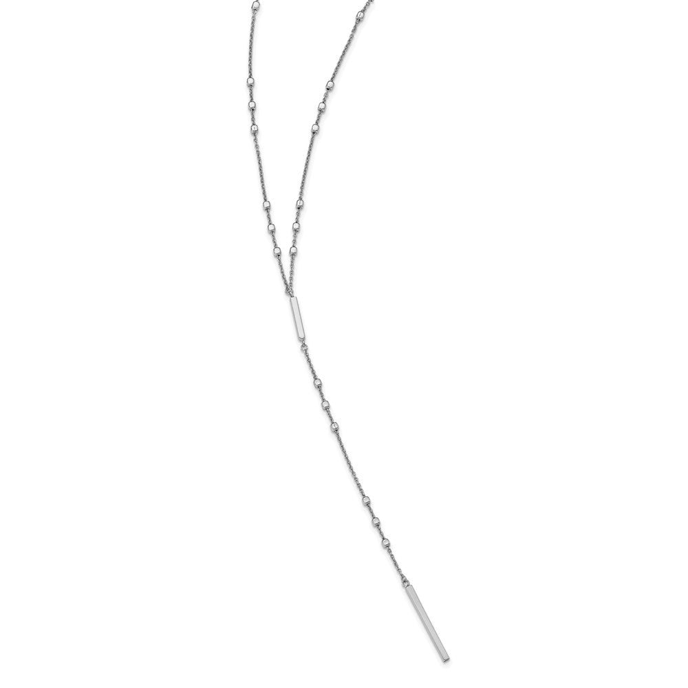 Sterling Silver Rhod-plated Beads Vertical Bar Y-Necklace