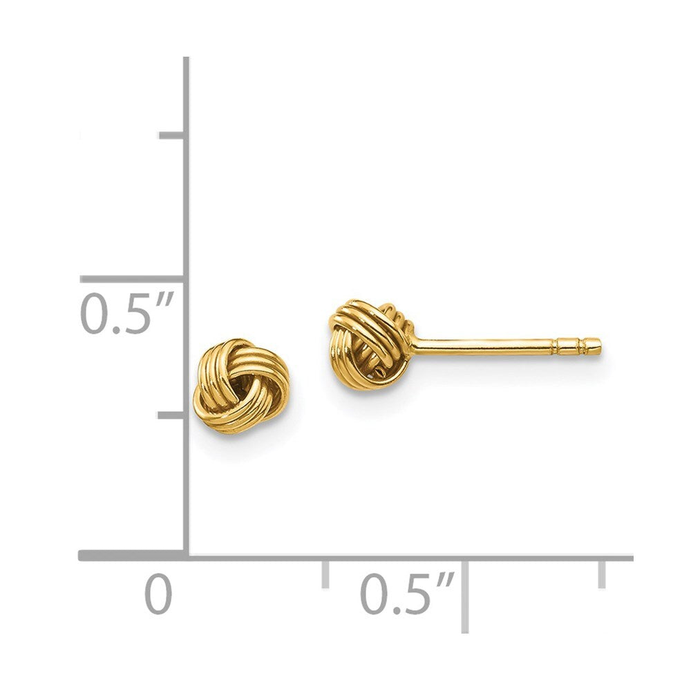 14k Yellow Gold Polished Love Knot Stud Earrings Gift for Women