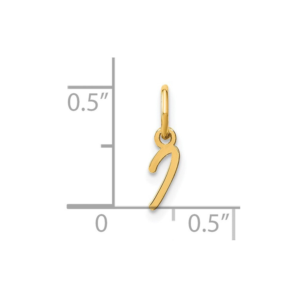 14k Yellow Gold Upper case Letter I Initial Charm Pendant for Women