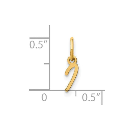 14k Yellow Gold Upper case Letter I Initial Charm Pendant for Women