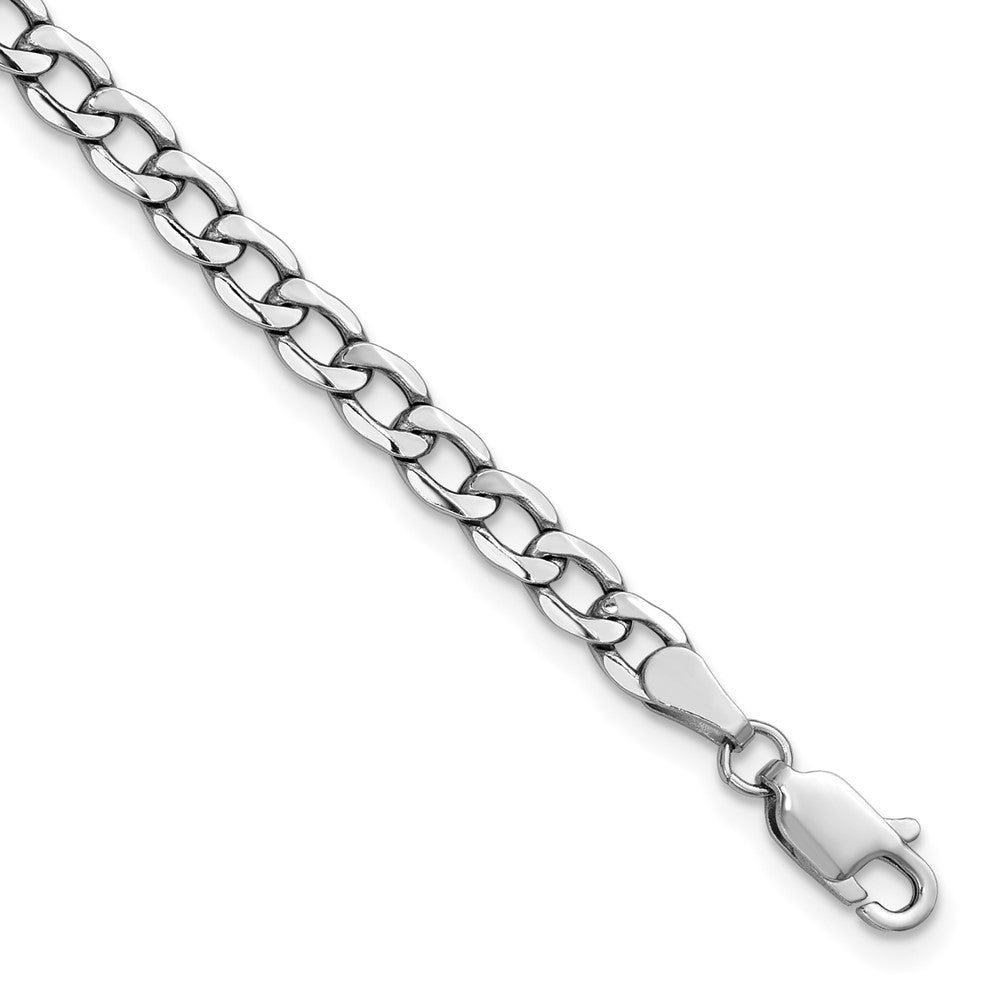 14K White Gold 8 inch 4.3mm Semi-Solid Curb Bracelet
